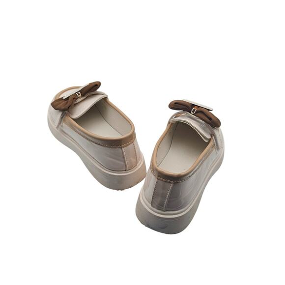 Fashion Brand Girls Loafers – Size EU 33 / US 1 – Cream with Brown Bow - Picture 2 of 6